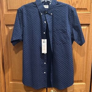 Dockers Men's Patterned Navy Button Down Shirt